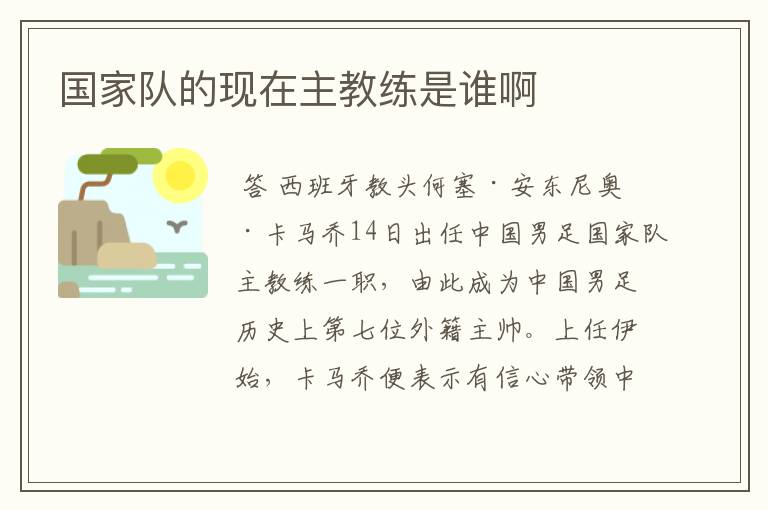 国家队的现在主教练是谁啊