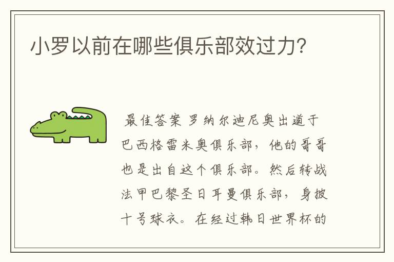 小罗以前在哪些俱乐部效过力?