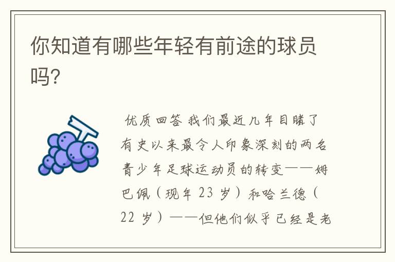 你知道有哪些年轻有前途的球员吗?