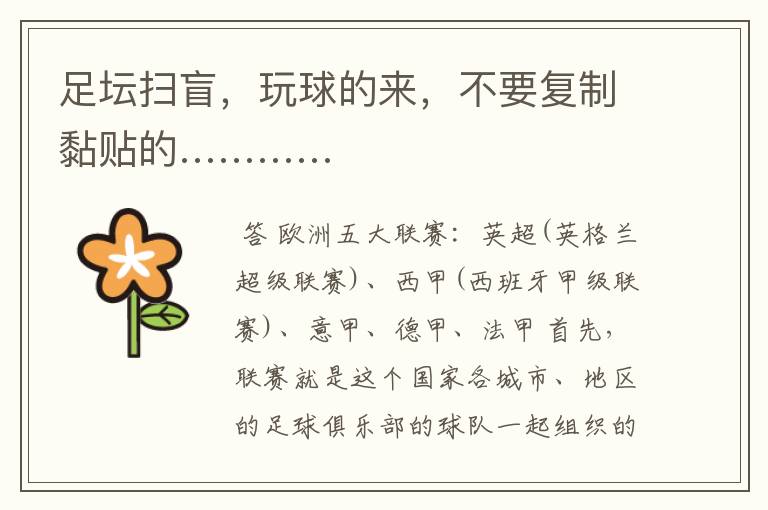 足坛扫盲,玩球的来,不要复制黏贴的…………
