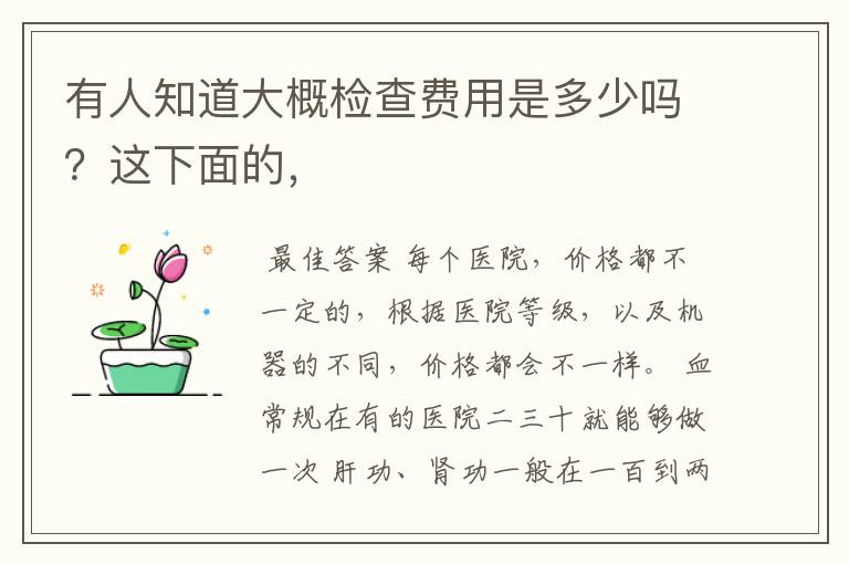 有人知道大概检查费用是多少吗?这下面的,