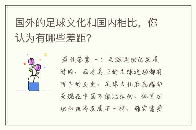 国外的足球文化和国内相比,你认为有哪些差距?