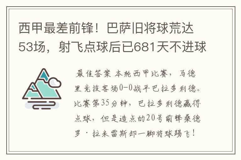 西甲最差前锋!巴萨旧将球荒达53场,射飞点球后已681天不进球