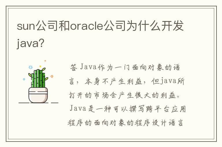 sun公司和oracle公司为什么开发java?