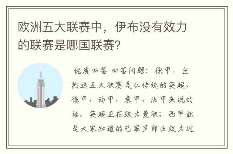 欧洲五大联赛中,伊布没有效力的联赛是哪国联赛?