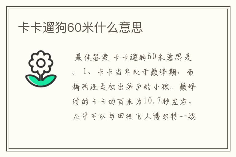 卡卡遛狗60米什么意思