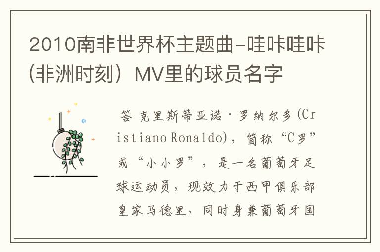 2010南非世界杯主题曲-哇咔哇咔(非洲时刻)MV里的球员名字