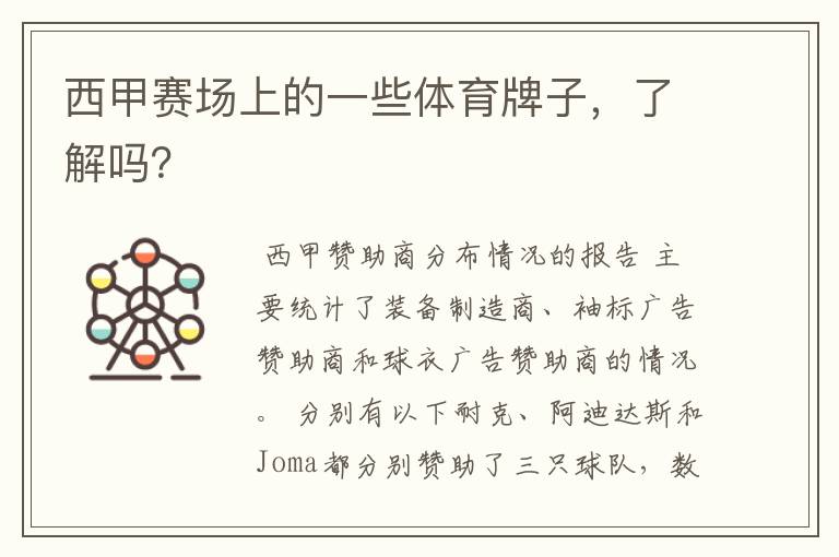 西甲赛场上的一些体育牌子,了解吗?