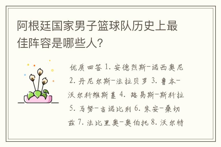 阿根廷国家男子篮球队历史上最佳阵容是哪些人?