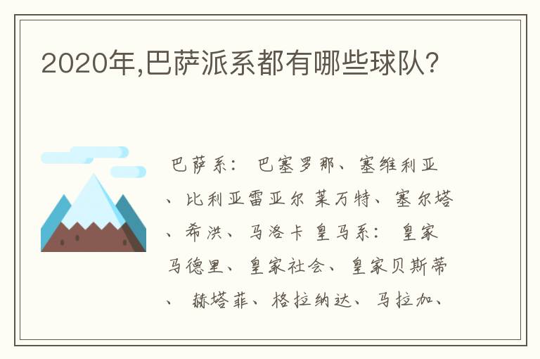 2020年,巴萨派系都有哪些球队?