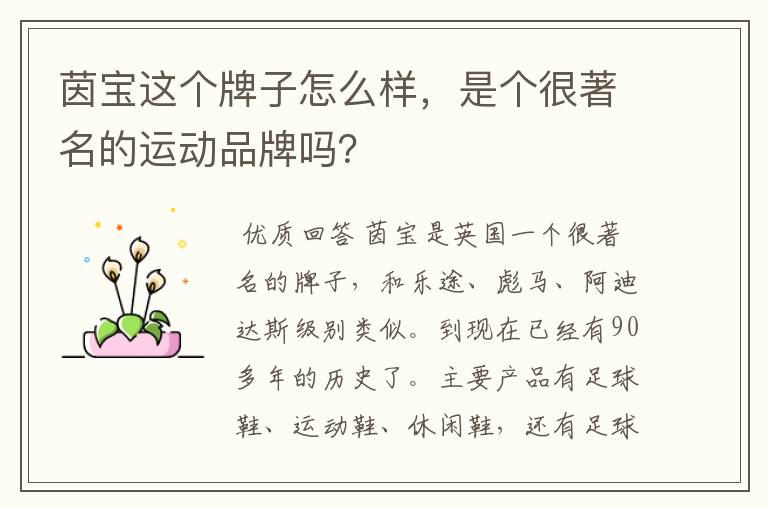 茵宝这个牌子怎么样,是个很著名的运动品牌吗?