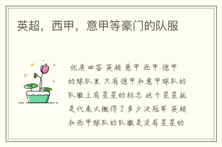 英超,西甲,意甲等豪门的队服