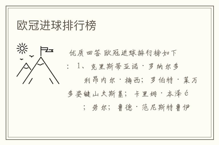 欧冠进球排行榜