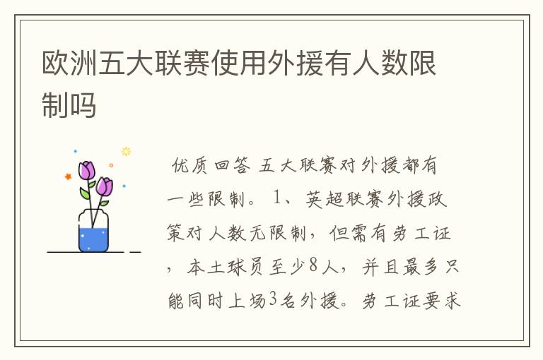 欧洲五大联赛使用外援有人数限制吗