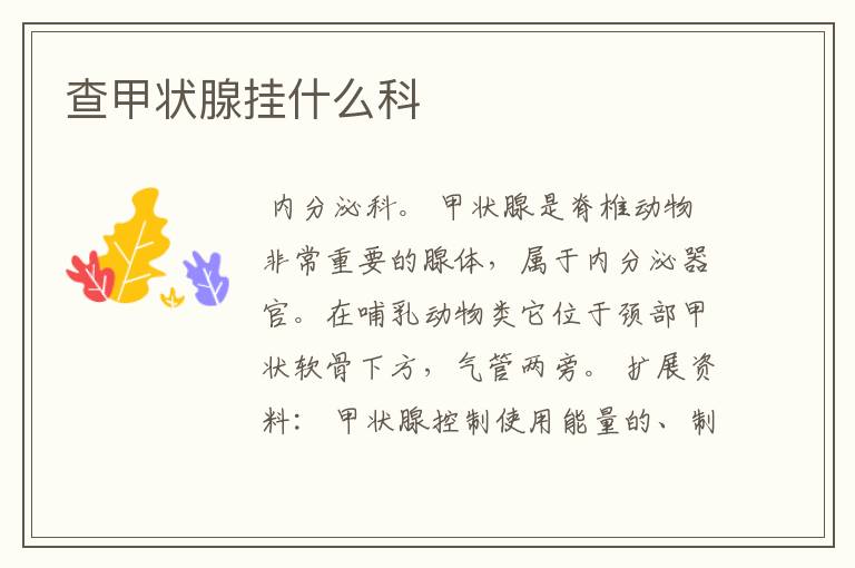 查甲状腺挂什么科