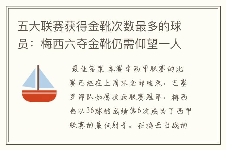五大联赛获得金靴次数最多的球员:梅西六夺金靴仍需仰望一人