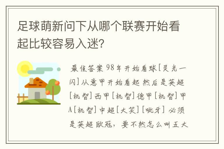 足球萌新问下从哪个联赛开始看起比较容易入迷?
