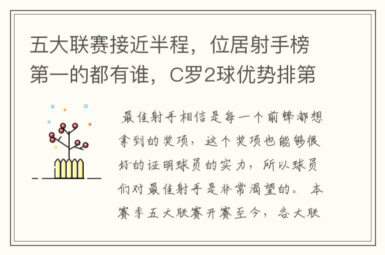 五大联赛接近半程,位居射手榜第一的都有谁,C罗2球优势排第一