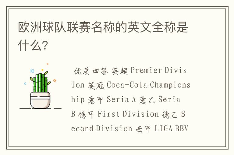 欧洲球队联赛名称的英文全称是什么?