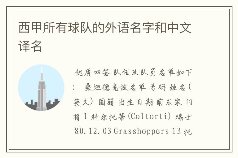 西甲所有球队的外语名字和中文译名