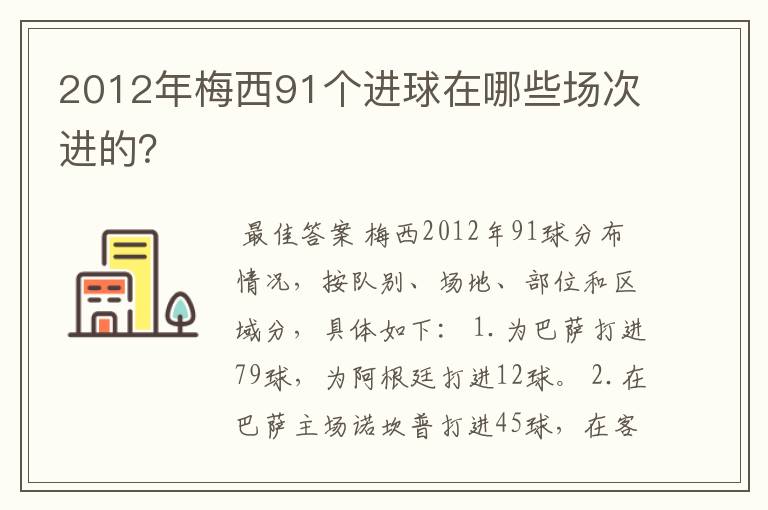 2012年梅西91个进球在哪些场次进的?