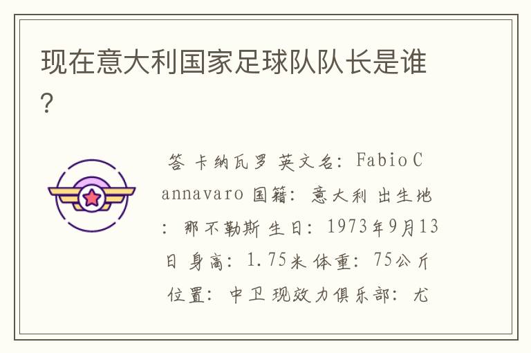 现在意大利国家足球队队长是谁?