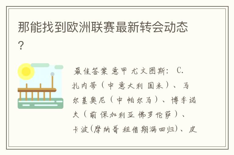 那能找到欧洲联赛最新转会动态?