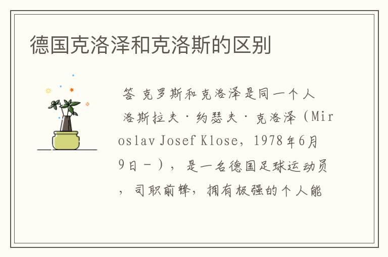 德国克洛泽和克洛斯的区别
