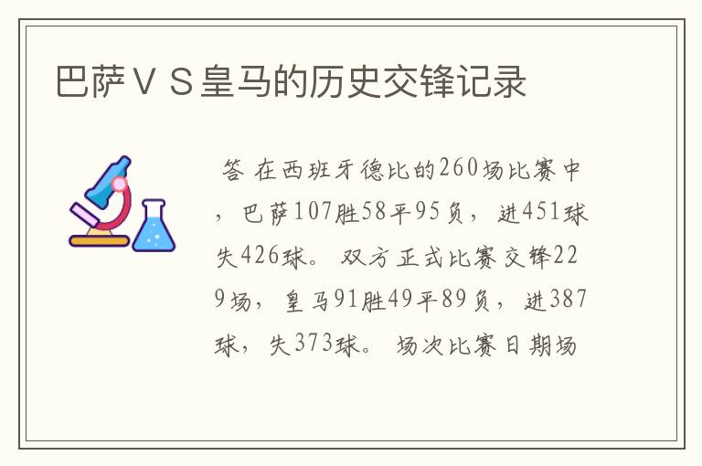 巴萨VS皇马的历史交锋记录