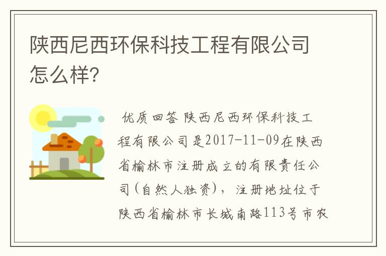 陕西尼西环保科技工程有限公司怎么样?