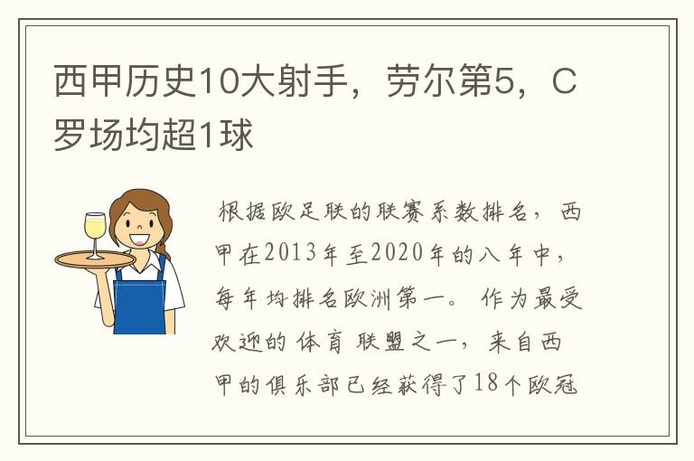 西甲历史10大射手,劳尔第5,C罗场均超1球