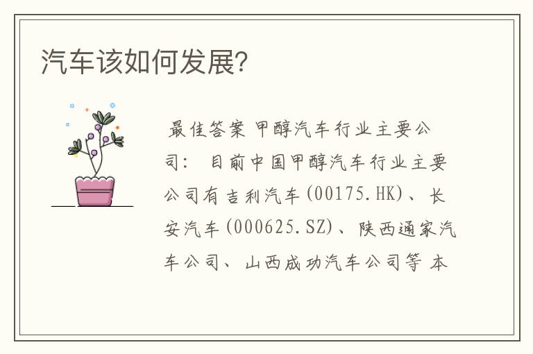 汽车该如何发展?