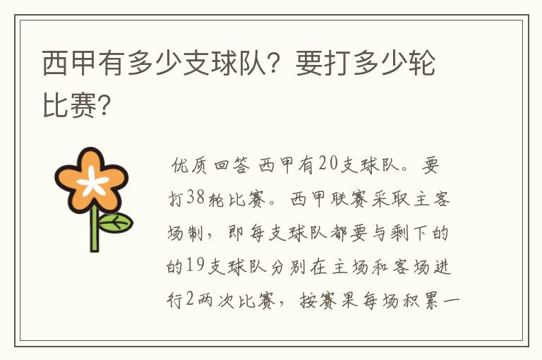 西甲有多少支球队?要打多少轮比赛?
