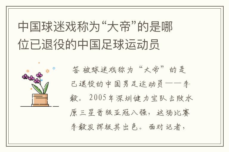 中国球迷戏称为“大帝”的是哪位已退役的中国足球运动员