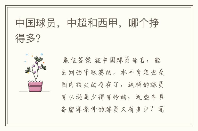 中国球员,中超和西甲,哪个挣得多?