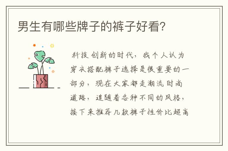 男生有哪些牌子的裤子好看?