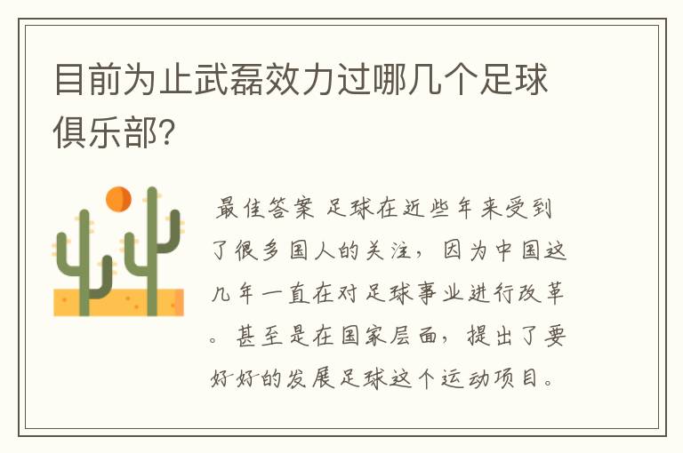 目前为止武磊效力过哪几个足球俱乐部?