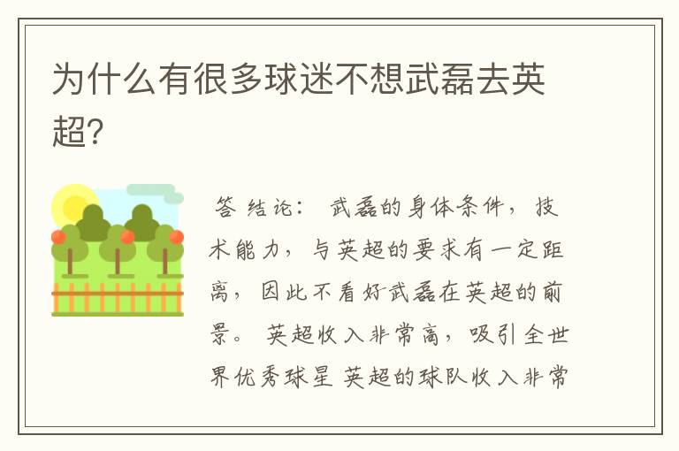为什么有很多球迷不想武磊去英超?
