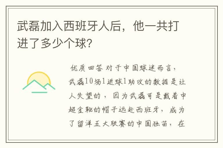武磊加入西班牙人后,他一共打进了多少个球?