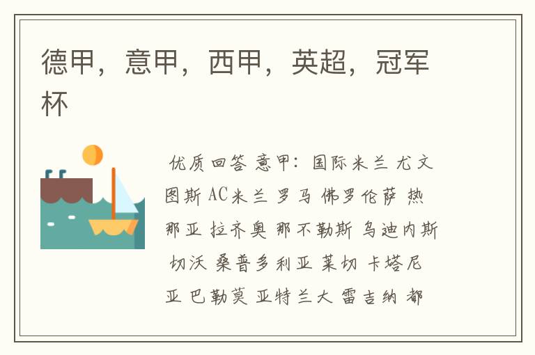 德甲,意甲,西甲,英超,冠军杯