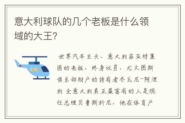 意大利球队的几个老板是什么领域的大王?