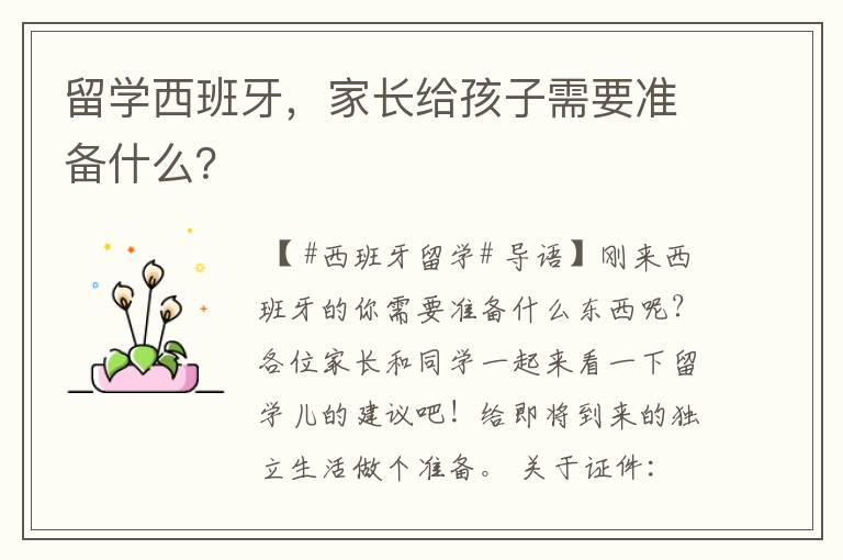 留学西班牙,家长给孩子需要准备什么?