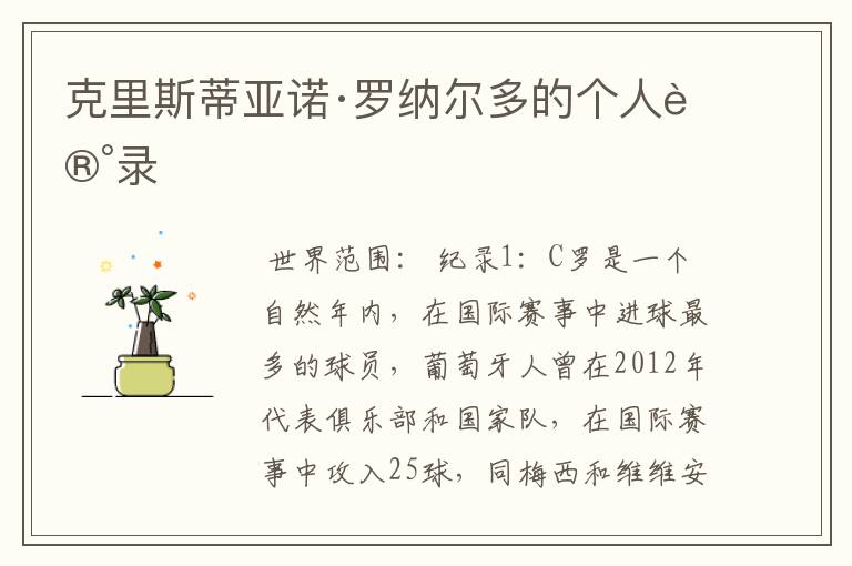 克里斯蒂亚诺·罗纳尔多的个人记录