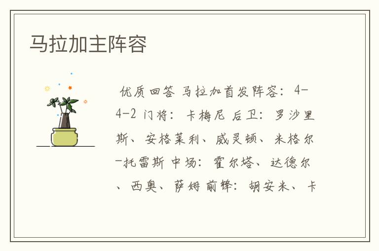 马拉加主阵容