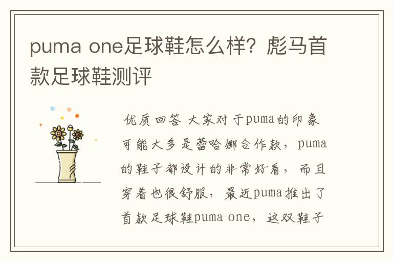 puma one足球鞋怎么样?彪马首款足球鞋测评