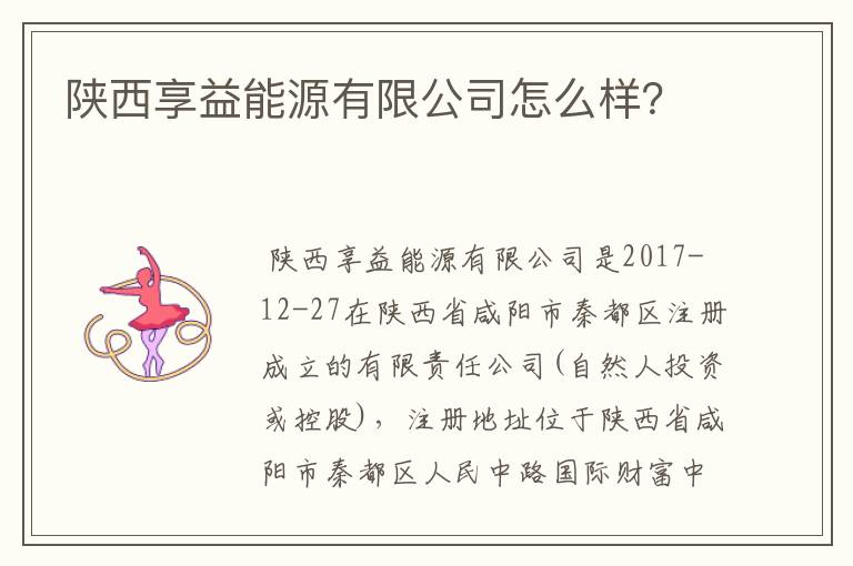 陕西享益能源有限公司怎么样?