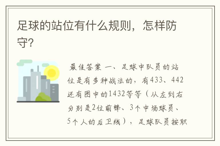 足球的站位有什么规则,怎样防守?