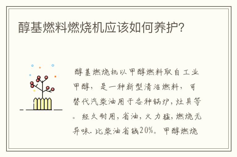 醇基燃料燃烧机应该如何养护?