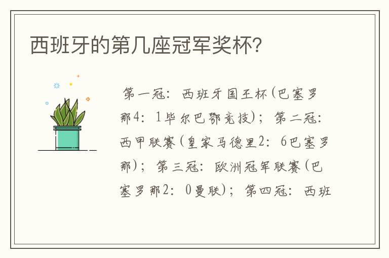 西班牙的第几座冠军奖杯?
