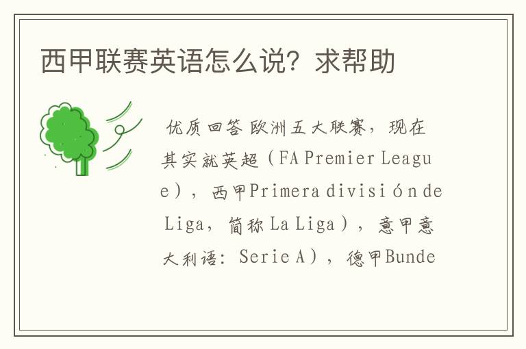 西甲联赛英语怎么说?求帮助